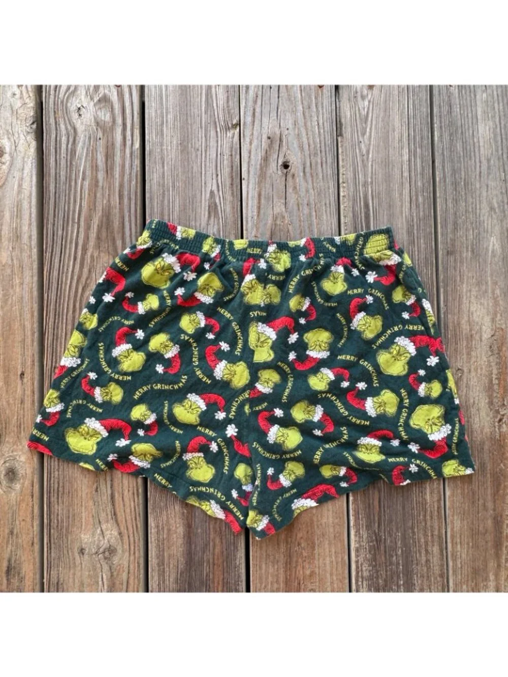 Dr. Seuss The Grinch Men's XL Merry Grinchmas Boxers Green Red Holiday Sleepwear